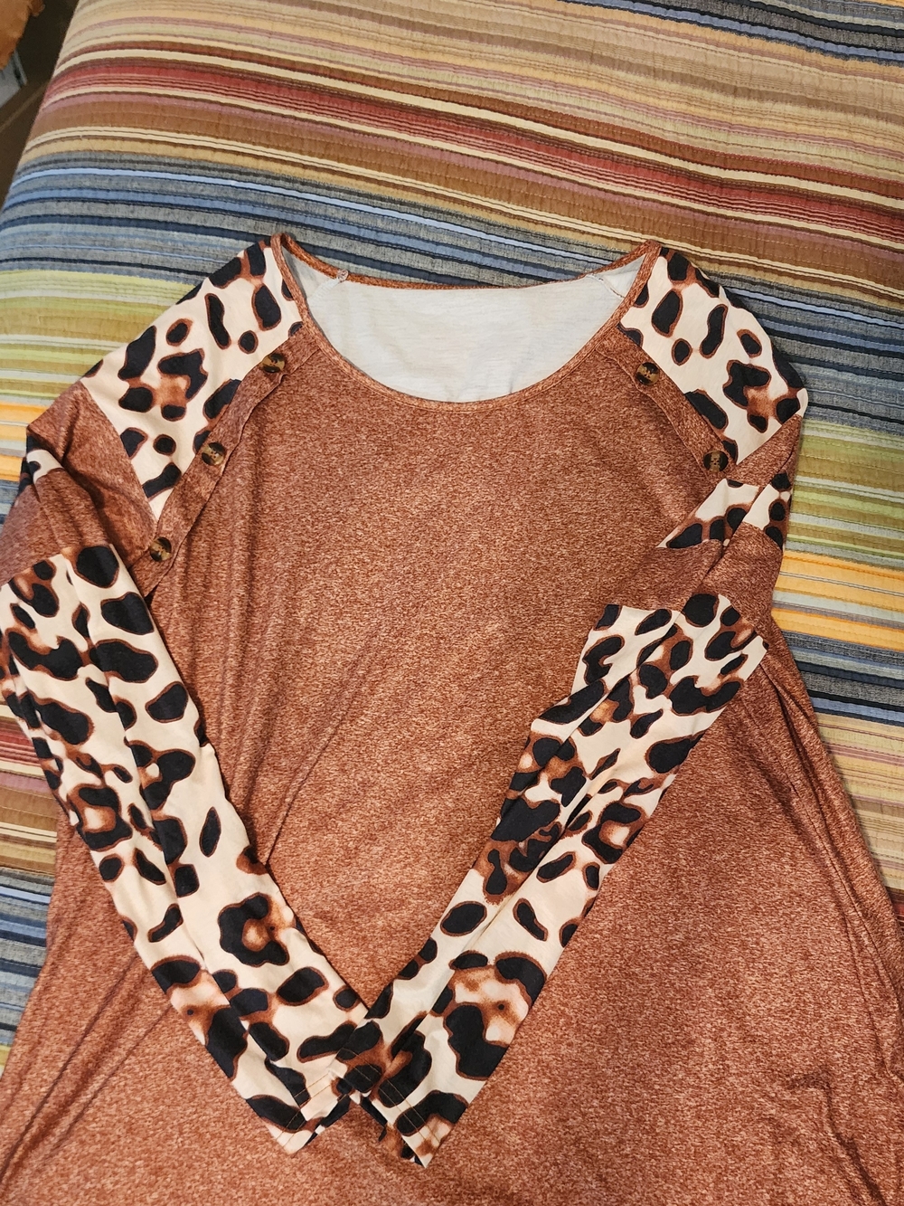 Rust Brown Leopard Long Sleeve Top NWOT 4XL